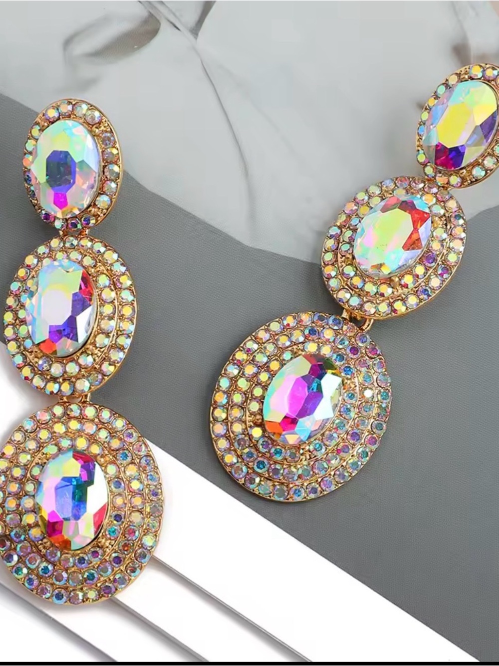 Aurora Crystal Drop Earrings - Gold